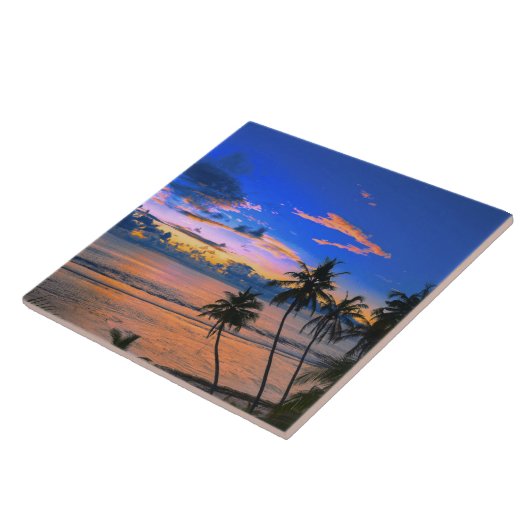 Tropical Palm Tree Island Exotic Beach Sunset Fliese (Seite)