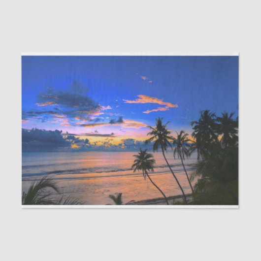 Tropical Palm Tree Island Exotic Beach Sunset Seidenpapier (Vorderseite)