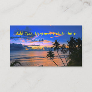 Tropical Palm Tree Island Exotic Beach Sunset Visitenkarte