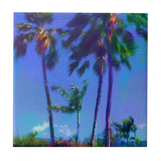 Tropical Palm Tree Keramik Tile Fliese (Vorderseite)