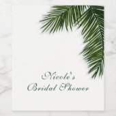 Tropical Palm Tree Leaf Elegant Wedding Wine Label Weinetikett (Einzelnes Label)