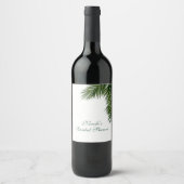 Tropical Palm Tree Leaf Elegant Wedding Wine Label Weinetikett (Vorderseite)