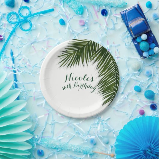 Tropical Palm Tree Leaf Elegante Sommerhochzeit Pappteller (Party)
