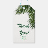 Tropical Palm Tree Leaf Elegante Wedding Gefallen Geschenkanhänger (Vorderseite)