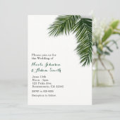 Tropical Palm Tree Leaf Elegantes Hochzeitsfest Einladung (Stehend Vorderseite)