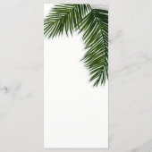 Tropical Palm Tree Leaf Elegantes Hochzeitsmenü Menükarte (Rückseite)