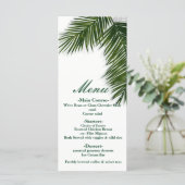 Tropical Palm Tree Leaf Elegantes Hochzeitsmenü Menükarte (Stehend Vorderseite)