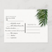 Tropical Palm Tree Leaf Elegantes Party Hochzeit R Einladungspostkarte (Rückseite)