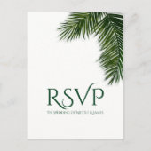 Tropical Palm Tree Leaf Elegantes Party Hochzeit R Einladungspostkarte (Vorderseite)