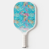 Tropical Palm Tree Leaf Muster Individuelle Name T Pickleball Schläger (Rückseite)