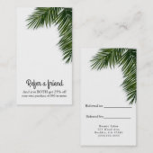 Tropical Palm Tree Leaf Parco Tassino Empfehlungskarte (Vorne/Hinten)