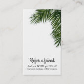 Tropical Palm Tree Leaf Parco Tassino Empfehlungskarte (Vorderseite)