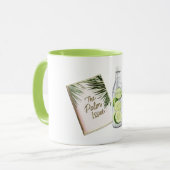 Tropical Palm Tree Leaves Green White Limes Beach Tasse (Vorderseite Links)
