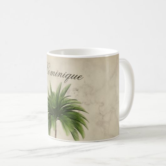 Tropical Palm Tree Marbled Chic Personal Kaffeetasse (VorderseiteRechts)