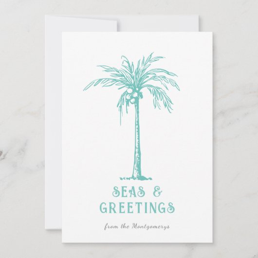 Tropical Palm Tree Meer und Grüße Weihnachten (Vorderseite)