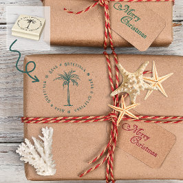 Tropical Palm Tree Meer und Grüße Weihnachten Gummistempel