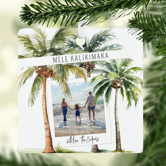 Tropical Palm Tree Mele kalikimaka Weihnachten Ornament Aus Metall