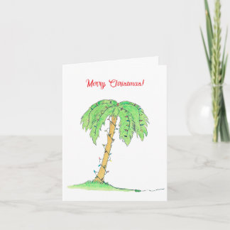 Tropical Palm Tree Merry Christmas Card w/ Lights! Karte