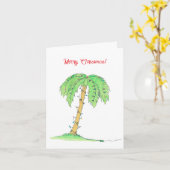 Tropical Palm Tree Merry Christmas Card w/ Lights! Karte (Gelbe Blume)