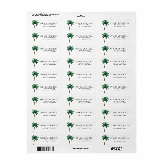 Tropical Palm Tree Minimal Wedding Return Address (Vorne)