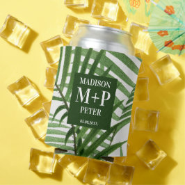 Tropical Palm Tree Mit Monogramm Wedding Album Dosenkühler