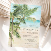 Tropical Palm Tree Modern Beach Wedding Einladung