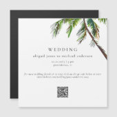 Tropical Palm Tree Modern Beach Wedding Magneteinladung (Vorne/Hinten)