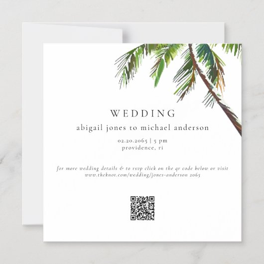 Tropical Palm Tree Modern Beach Wedding Magneteinladung (Vorderseite)