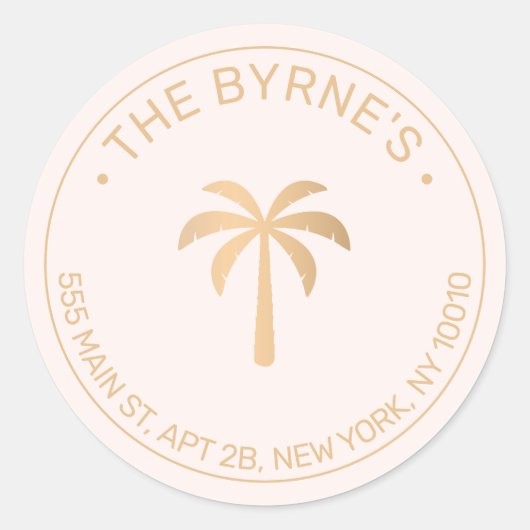 Tropical Palm Tree Modern Runder Aufkleber (Vorderseite)