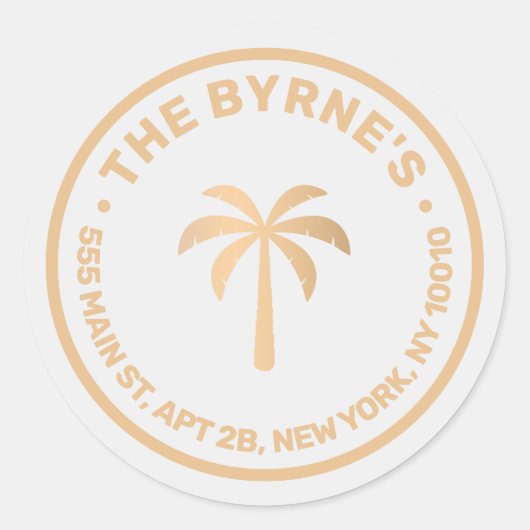 Tropical Palm Tree Modern Runder Aufkleber (Vorderseite)