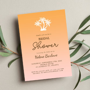 Tropical Palm Tree Modernes Minimalistisches Braut Einladung