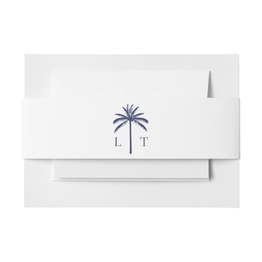 Tropical Palm Tree Monogram Beach Wedding Einladungsbanderole (Vorderseite Beispiel)