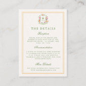 Tropical Palm Tree Monogram Details Beach Hochzeit Begleitkarte (Vorderseite)