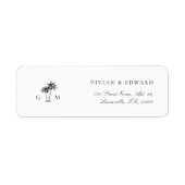 Tropical Palm Tree Monogram Return Address Wedding (Vorne)