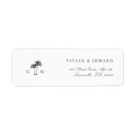 Tropical Palm Tree Monogram Return Address Wedding