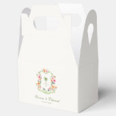 Tropical Palm Tree Monogram Wappen Beach Wedding Geschenkschachtel (Geöffnet)