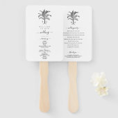 Tropical Palm Tree Monogram Wedding Program Fächer (Vorne und Hinten)