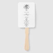 Tropical Palm Tree Monogram Wedding Program Fächer (Vorderseite)