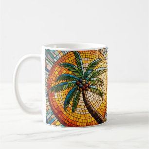 Tropical Palm Tree Mosaik Art Kaffeetasse