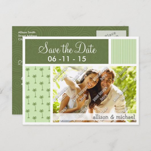 Tropical Palm Tree Muster Ankündigungspostkarte (Vorne/Hinten)