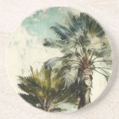 Tropical Palm Tree Muster Sandstone Untersetzer (Vorne)