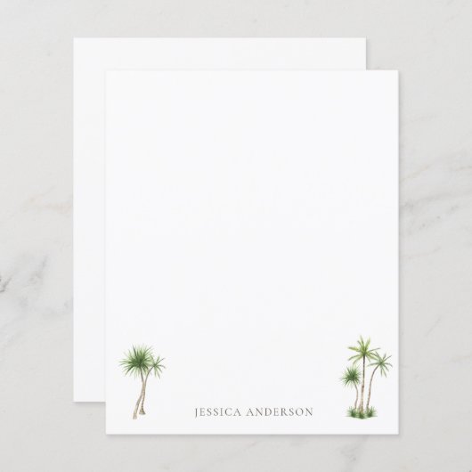 Tropical Palm Tree Name Stationery (Vorne/Hinten)
