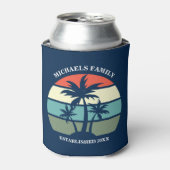 Tropical Palm Tree Navy Blue Sunset Beach House Dosenkühler (Kanne Vorderseite)