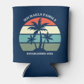 Tropical Palm Tree Navy Blue Sunset Beach House Dosenkühler (Vorderseite)