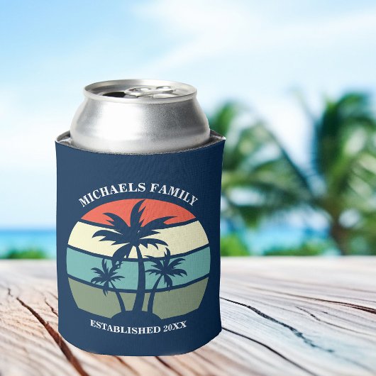 Tropical Palm Tree Navy Blue Sunset Beach House Dosenkühler