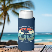 Tropical Palm Tree Navy Blue Sunset Beach House