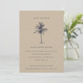 Tropical Palm Tree Navy Kraft Baby Dusche einladen Dankeskarte (Stehend Vorderseite)