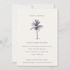 Tropical Palm Tree Navy Kraft Baby Dusche einladen Dankeskarte