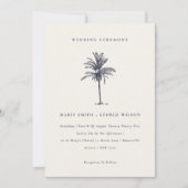 Tropical Palm Tree Navy Kraft Hochzeit einladen Dankeskarte (Vorderseite)