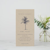 Tropical Palm Tree Navy Kraft Hochzeit einladen Dankeskarte (Stehend Vorderseite)